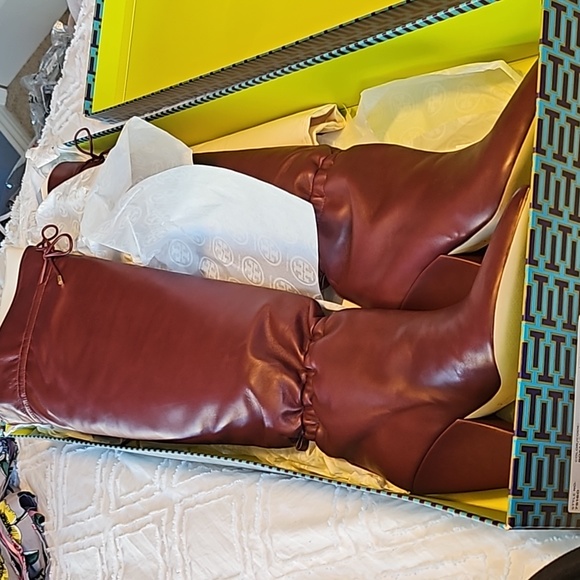 Tory Burch Shoes - Tory Burch Lila 90mm OTK Scrunch Boot Nappa Leather Color Royal Burgundy Size8.5